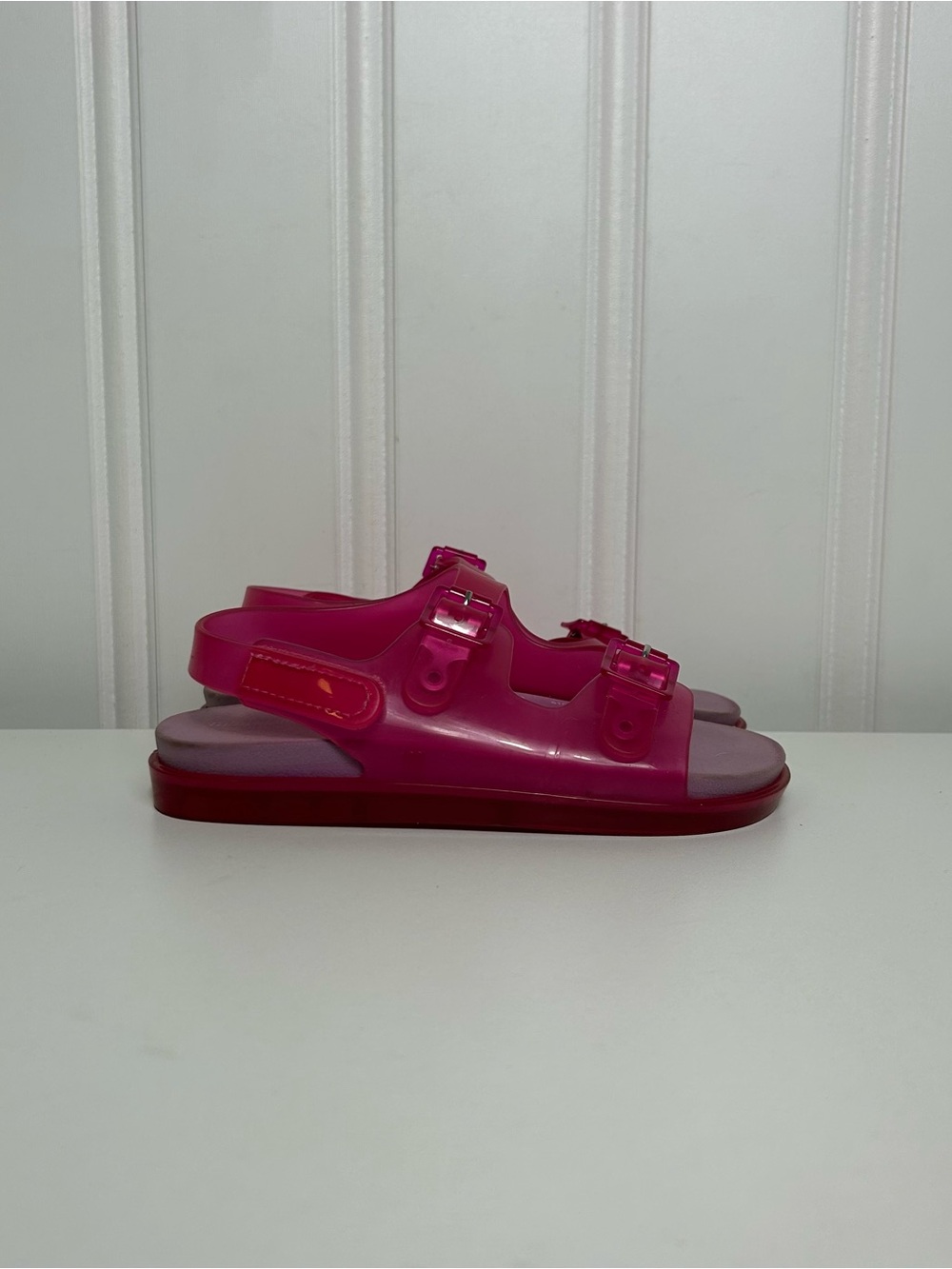 Miki Melissa wide pink purple jelly strappy sandals toddler girls kids 12